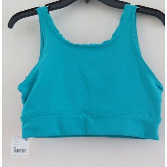 Free People Movement Women's Sz M Wavy Waters Blue Hearts A Flutter Sports Bra - Picture 4 of 7